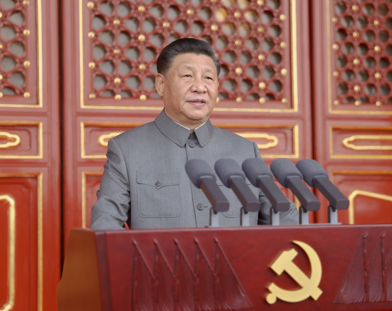 7月1日，慶祝中國(guó)共產(chǎn)黨成立100周年大會(huì)在北京天安門廣場(chǎng)隆重舉行。中共中央總書記、國(guó)家主席、中央軍委主席習(xí)近平發(fā)表重要講話。新華社記者 鞠鵬 攝