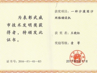 一種沙漠固沙網(wǎng)格鋪設(shè)機(jī)-獲獎?wù)撸和鯐约t